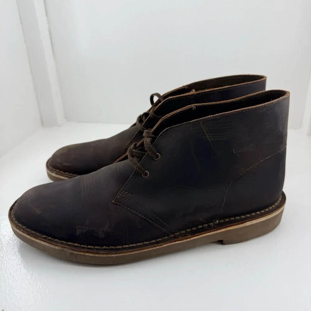 Clarks Bushacre 3 Men's Chukka Boot - Dark Brown, US Size 11 Leather Lace Up